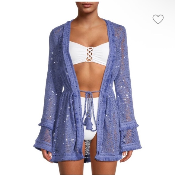 Ramy Brook Other - NEW Ramy Brook Cecelia Embellished Mesh Swim Beach Cover Up Dress Size M/L $295